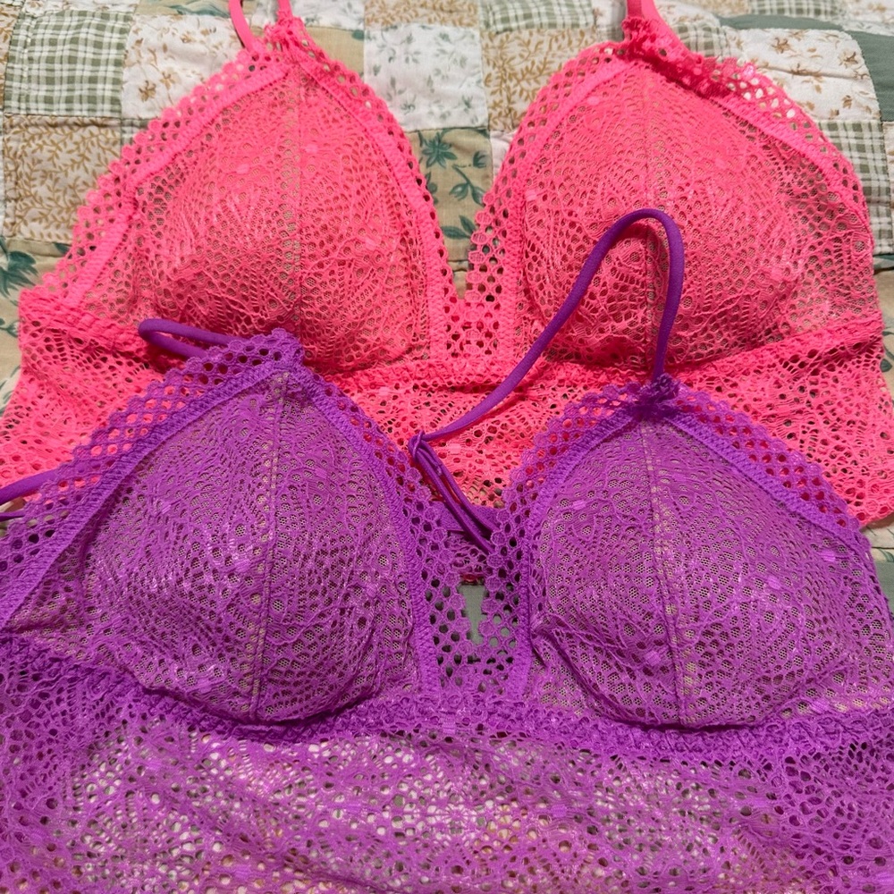 Victoria Secret Lace Bralette Set in Pink and Purple S